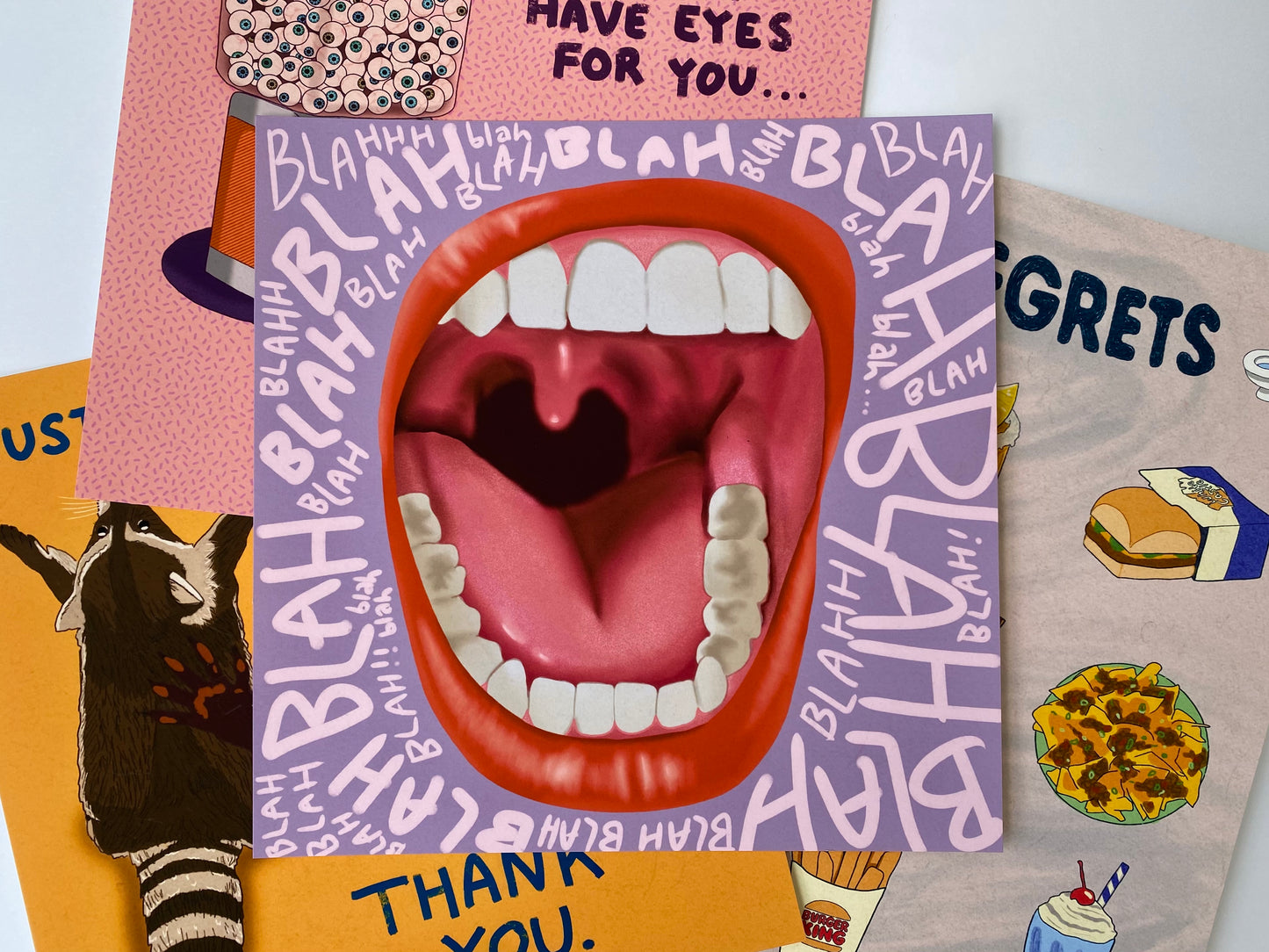 Blah Blah Mouth Pop Art | 8” x 8” Giclée Original Illustration