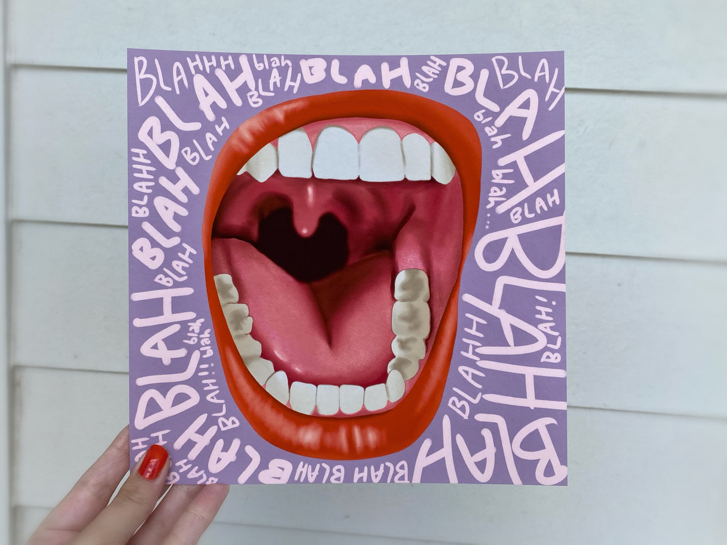 Blah Blah Mouth Pop Art | 8” x 8” Giclée Original Illustration
