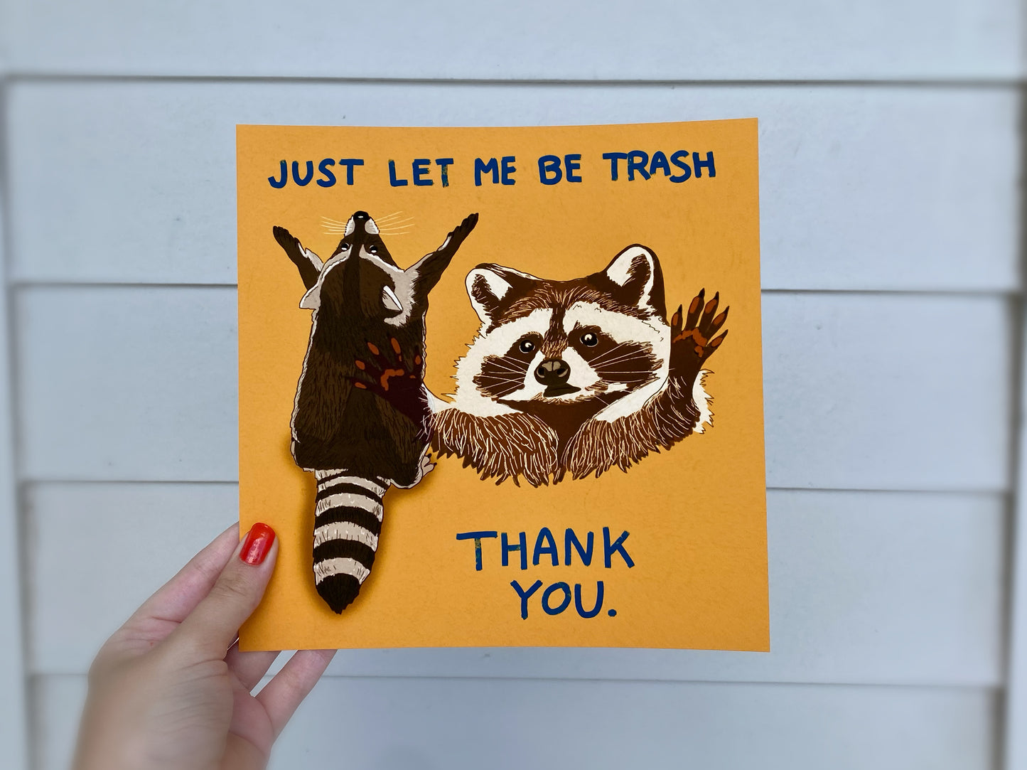Trash Raccoon 8x8 Art Print