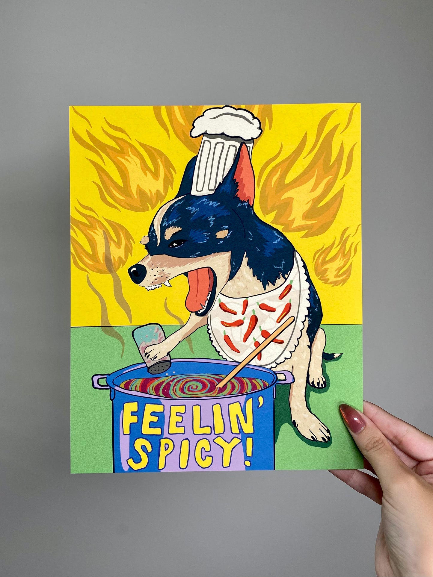 Chef Chihuahua is Feeling Spicy! | 8 x 10 Giclée Print Illustration
